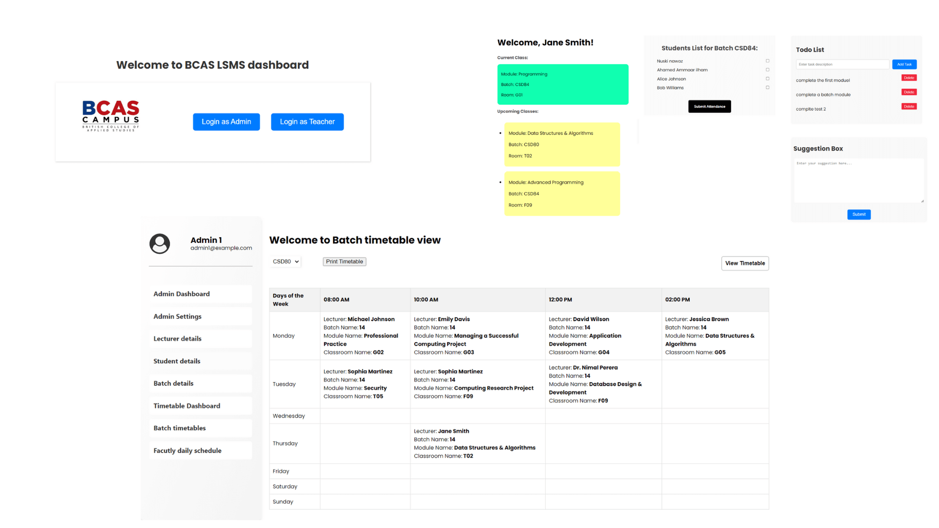 Lecturer schedule management and timetable management system
